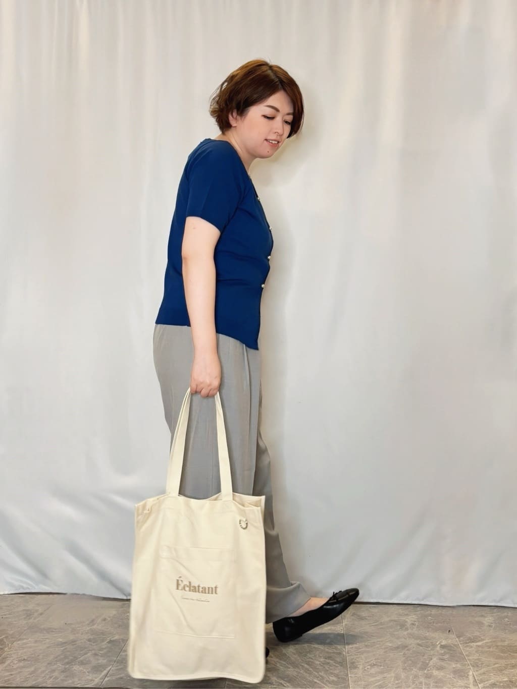 たみさんの「SHOO･LA･RUE｜【洗える/S-LL/前後2WAY】きれい見え 刺繍ニットカーディガン」を使ったコーディネート