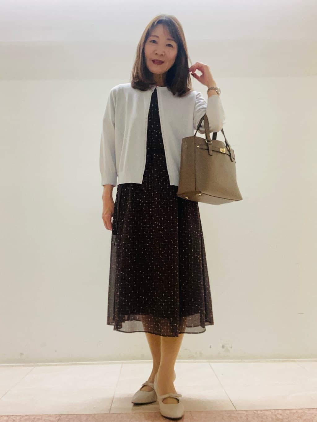 kurodaさんの「Reflect｜【WEB先行カラーあり／マシンウォッシュ可／ナローベルト付き】オフボディツイードチェックワンピース」を使ったコーディネート