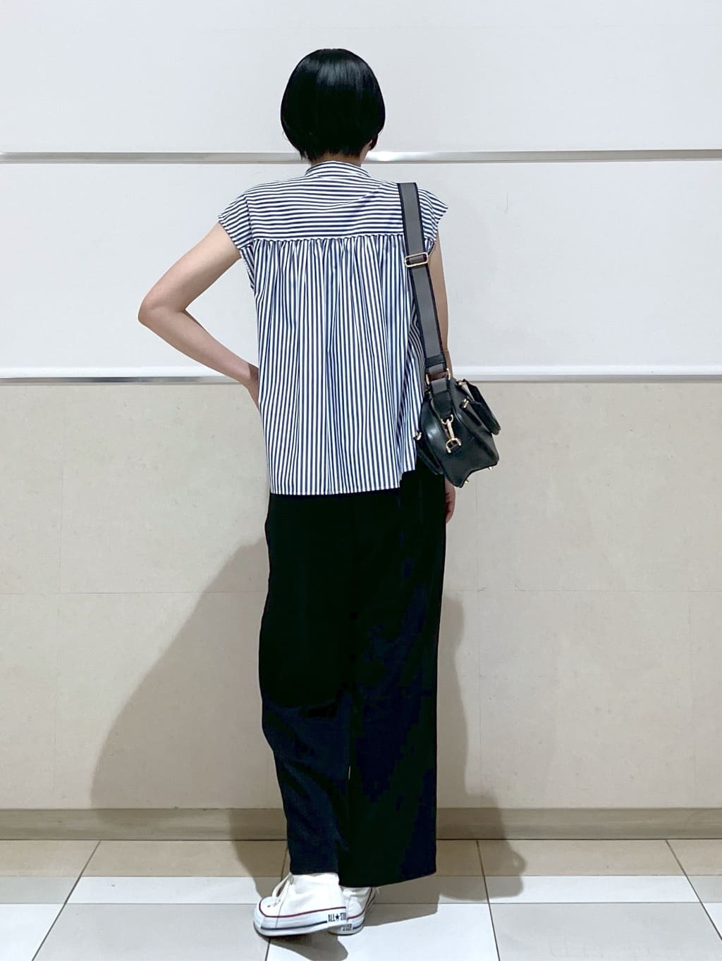 eriko さんの「Dessin｜【洗える】ストライプ柄ギャザーブラウス」を使ったコーディネート