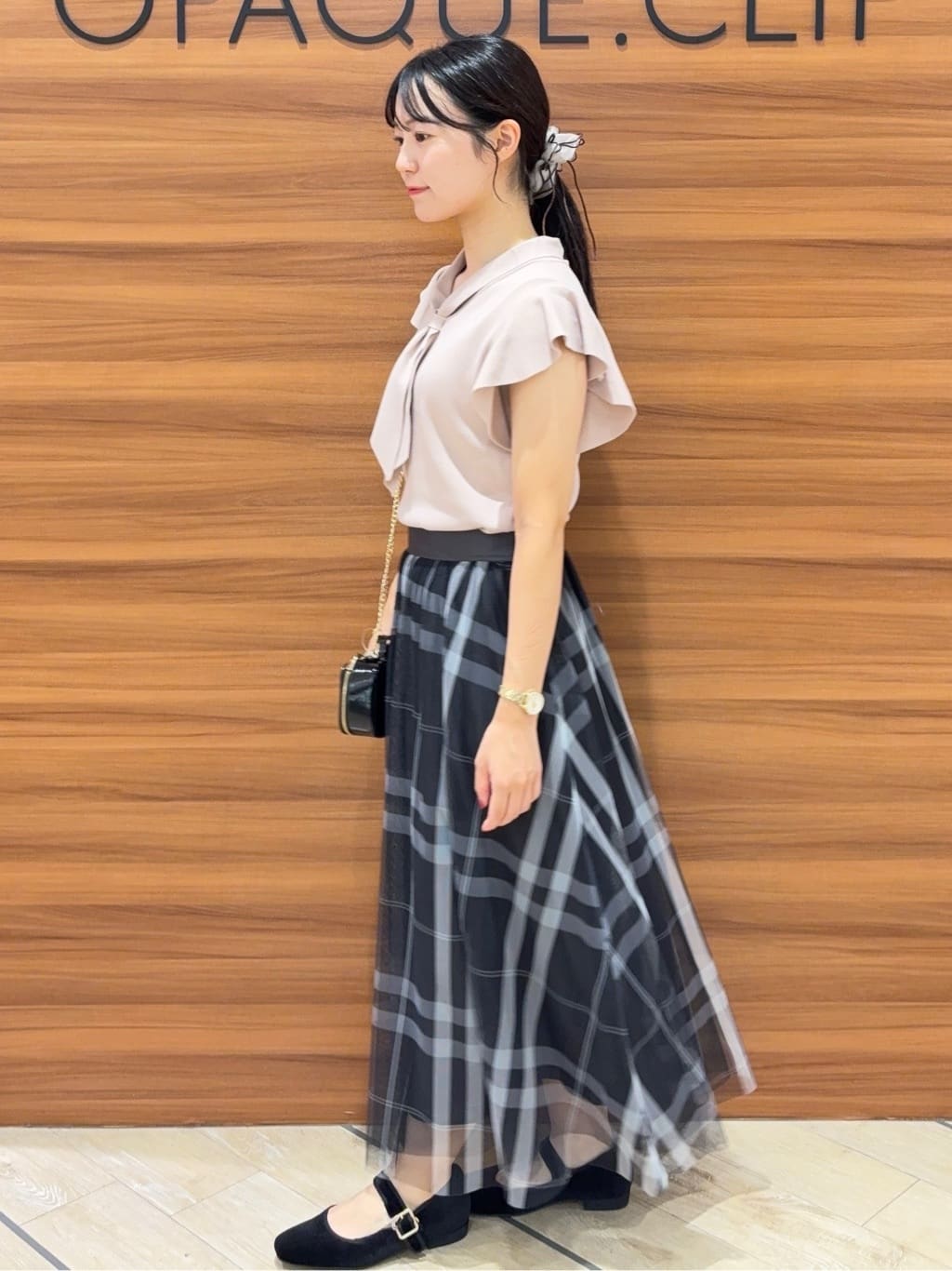 きみさんの「OPAQUE.CLIP｜フレアスリーブボウタイニット【洗濯機洗い可／接触冷感／抗ピル】」を使ったコーディネート