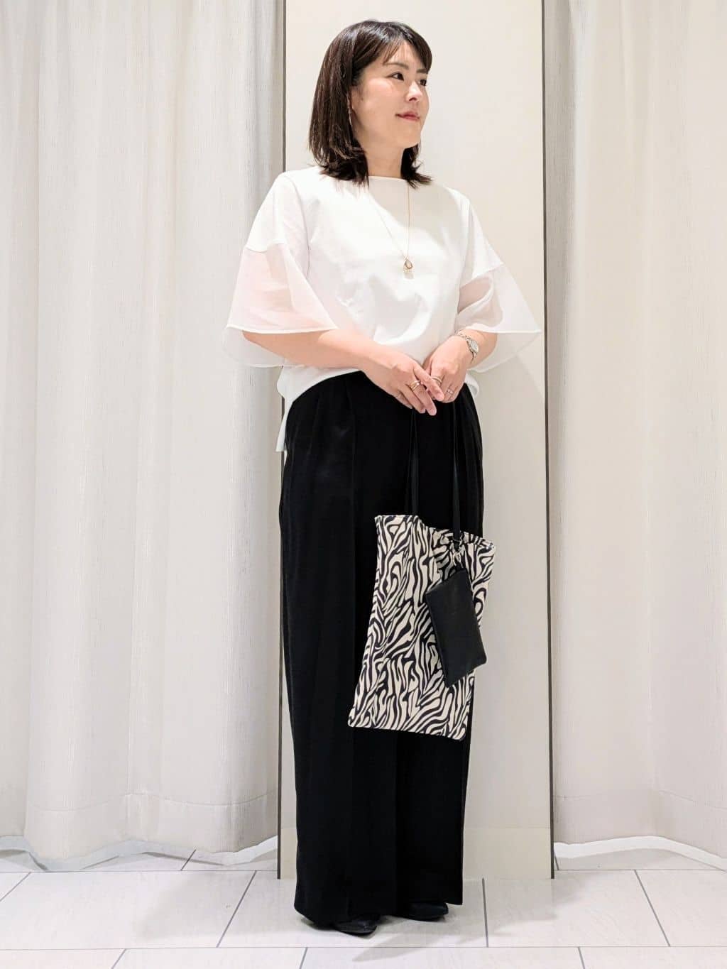 Onumaさんの「UNTITLED｜【洗える/五分袖】シアースリーブ プルオーバー」を使ったコーディネート
