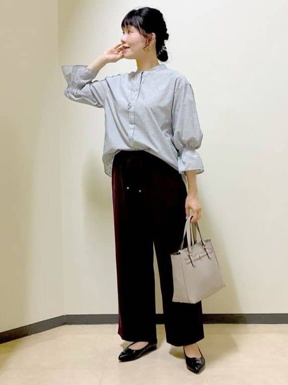  beni_gingerさんの「Reflect｜【接触冷感／マシンウォッシュ可／ウエスト総ゴム】ワイドシルエットパンツ」を使ったコーディネート