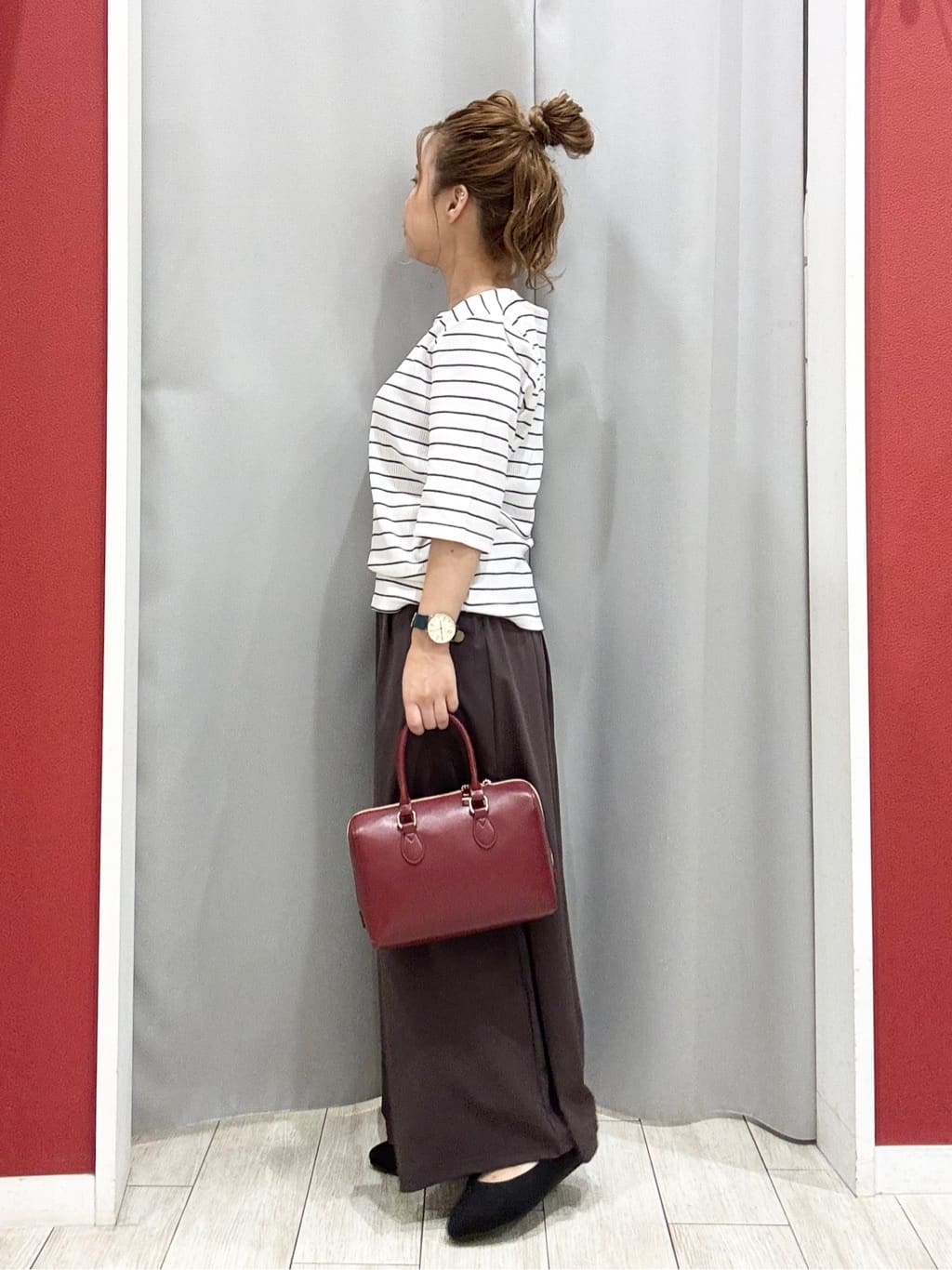 shioさんの「SHOO･LA･RUE｜【S-LL】女性らしさ漂うハートネック テレコ5分袖トップス」を使ったコーディネート