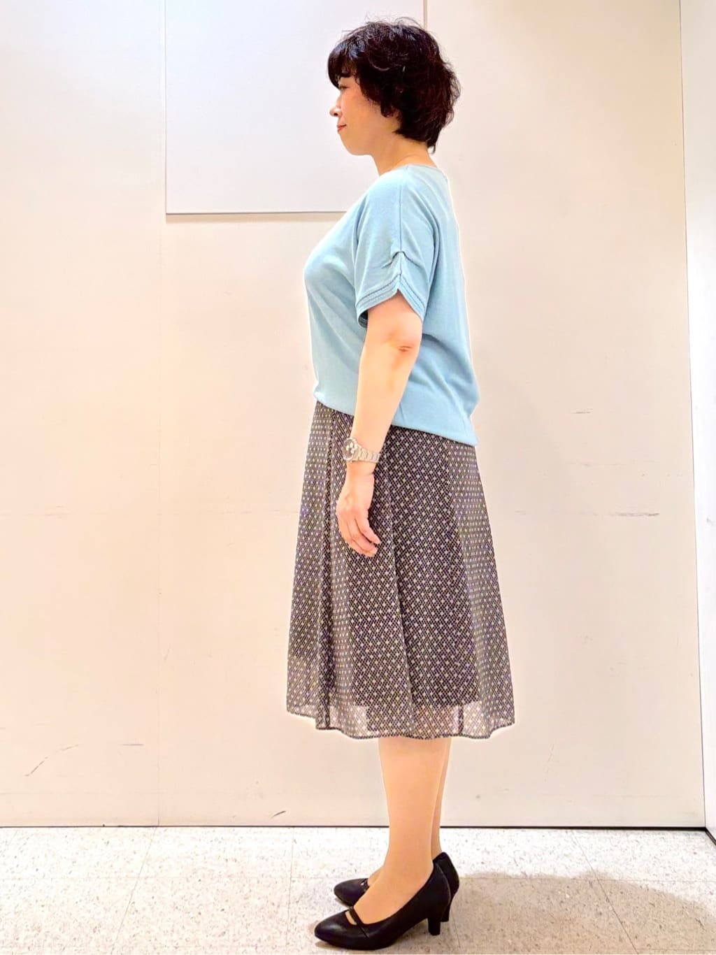 ヤスコさんの「Reflect｜【選べる7色◎／手洗い可／二の腕カバー】半袖ニット」を使ったコーディネート