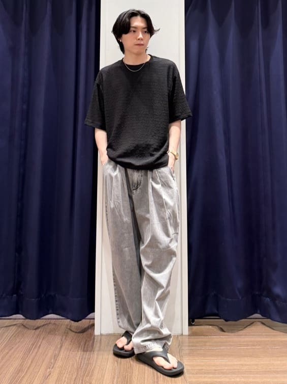Tightさんの「THE SHOP TK｜楊柳ボーダー半袖Tシャツ【洗濯機OK】」を使ったコーディネート