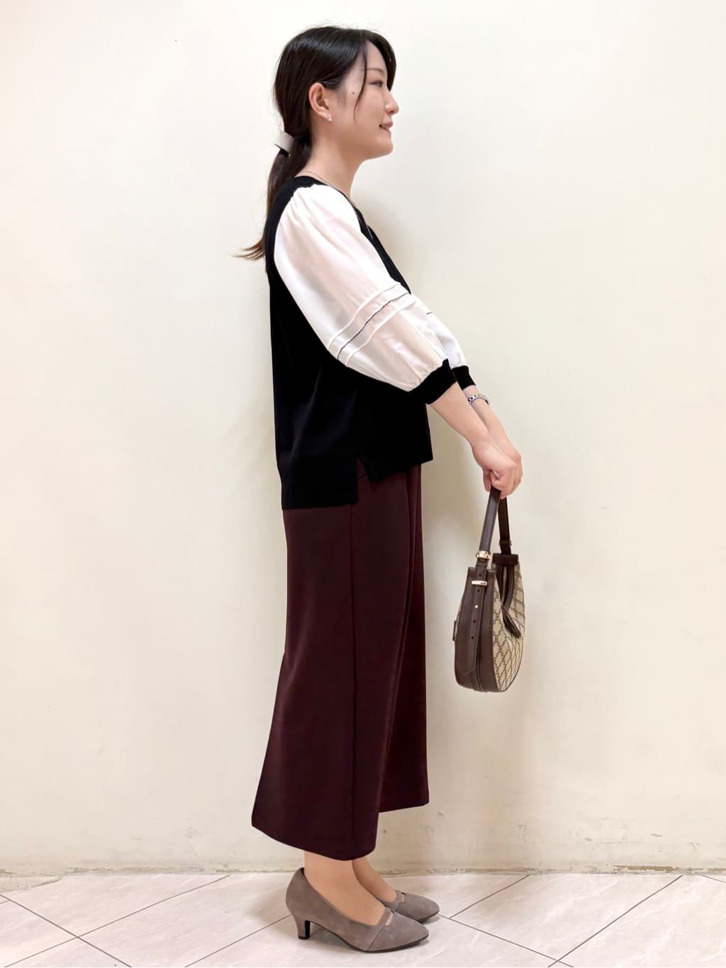 mikiさんの「Reflect｜【WEB先行カラーあり／手洗い可】ジョーゼットスリーブ&times;ニット」を使ったコーディネート