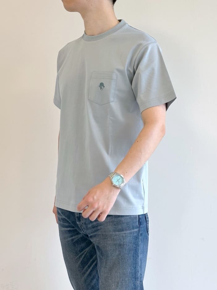 イッシーさんの「TAKEO KIKUCHI｜【COOL CITY WEAR】ワンポイント刺しゅう ポケットTシャツ /接触冷感」を使ったコーディネート