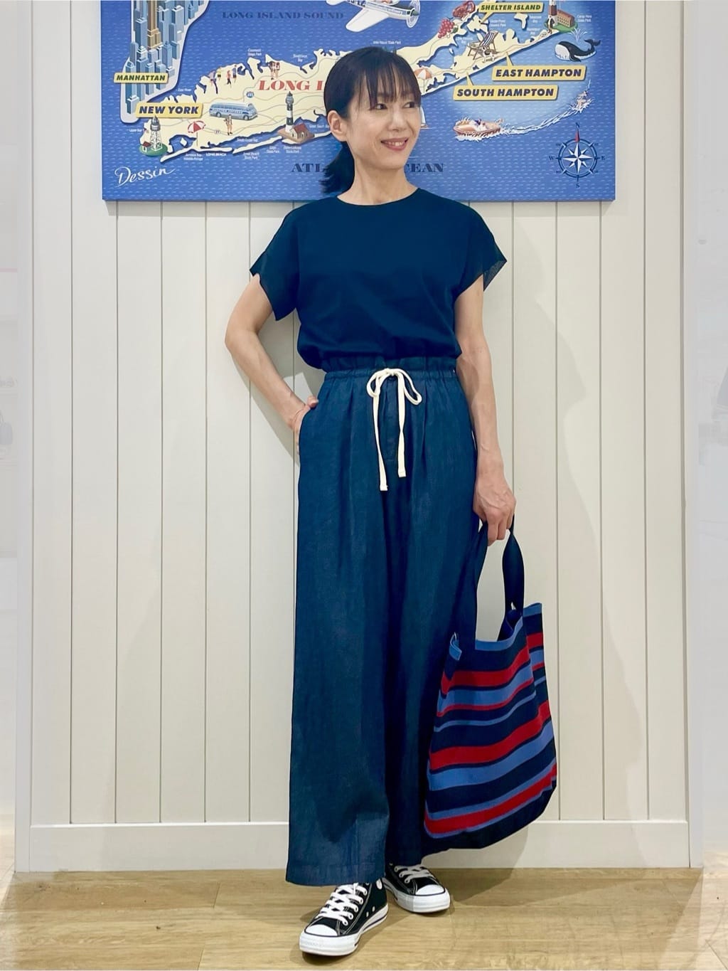 uwatokoさんの「Dessin｜【マシンウォッシャブル・A4収納可】ランダムボーダーニットBAG」を使ったコーディネート