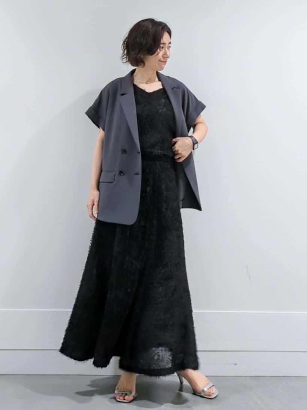 ミズタさんの「UNTITLED｜【セットアップ可/洗える】フェザーフレンチスリーブブラウス」を使ったコーディネート