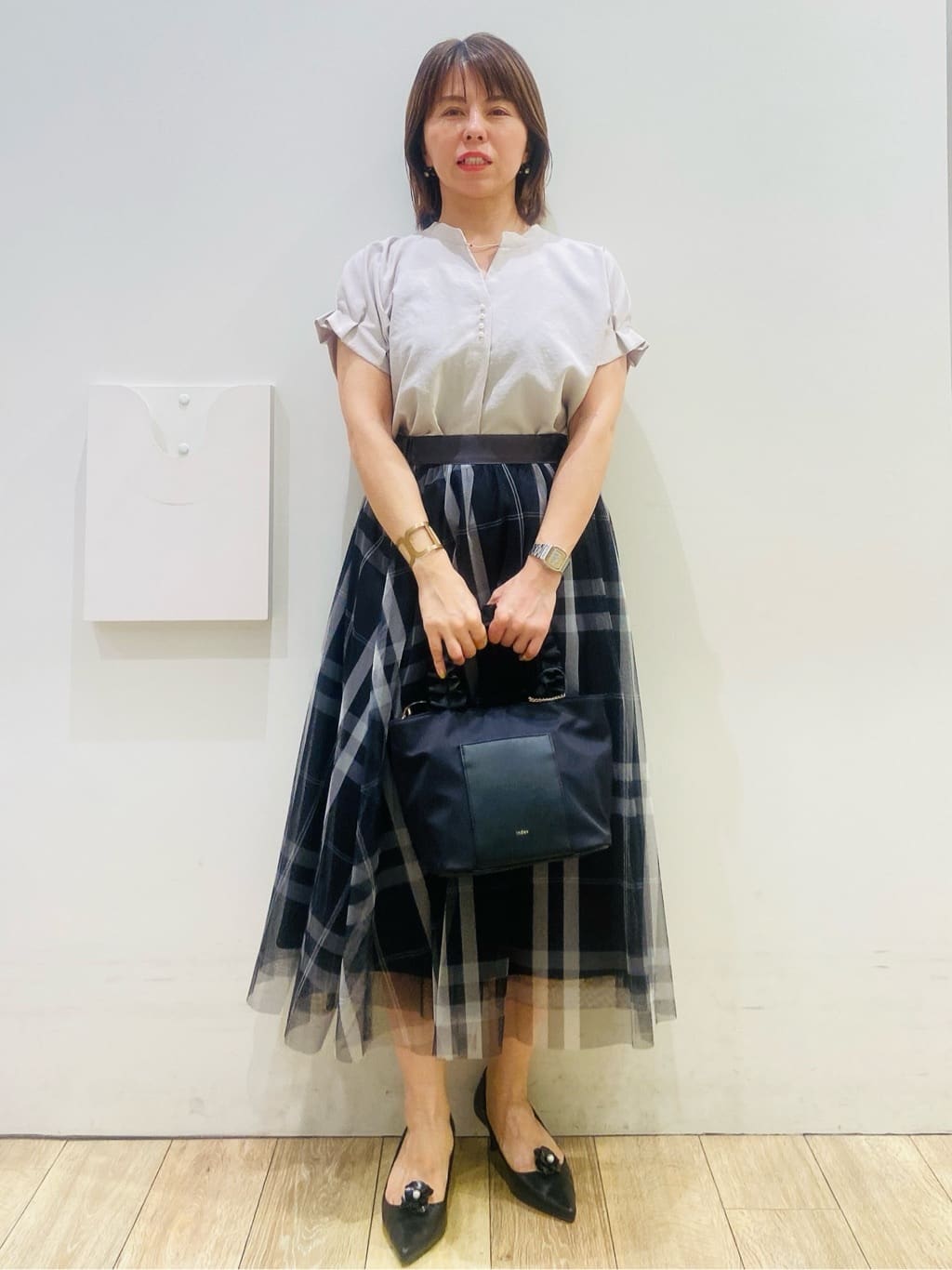 YUKOさんの「index｜《7色展開／XS-LLサイズ》タックスリーブスキッパーブラウス【洗濯機洗い可／吸水速乾／抗ピル／防シ」を使ったコーディネート