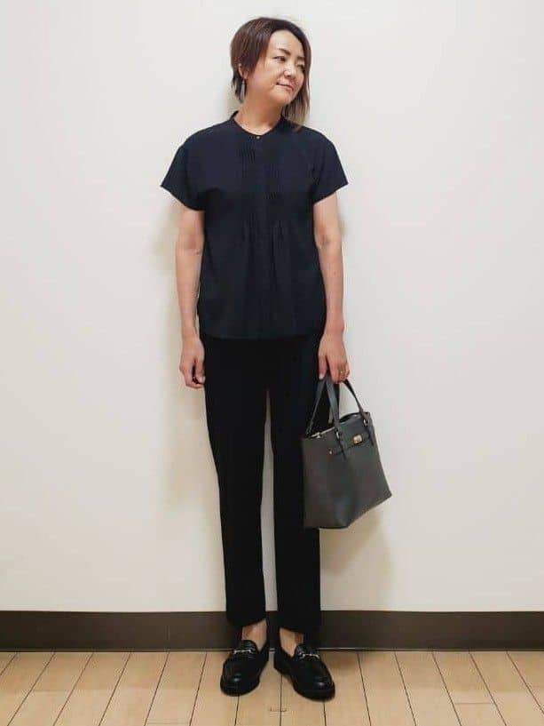 yuuさんの「Reflect｜【インナーに◎／すっきり見え！長め丈】タックデティールブラウス」を使ったコーディネート