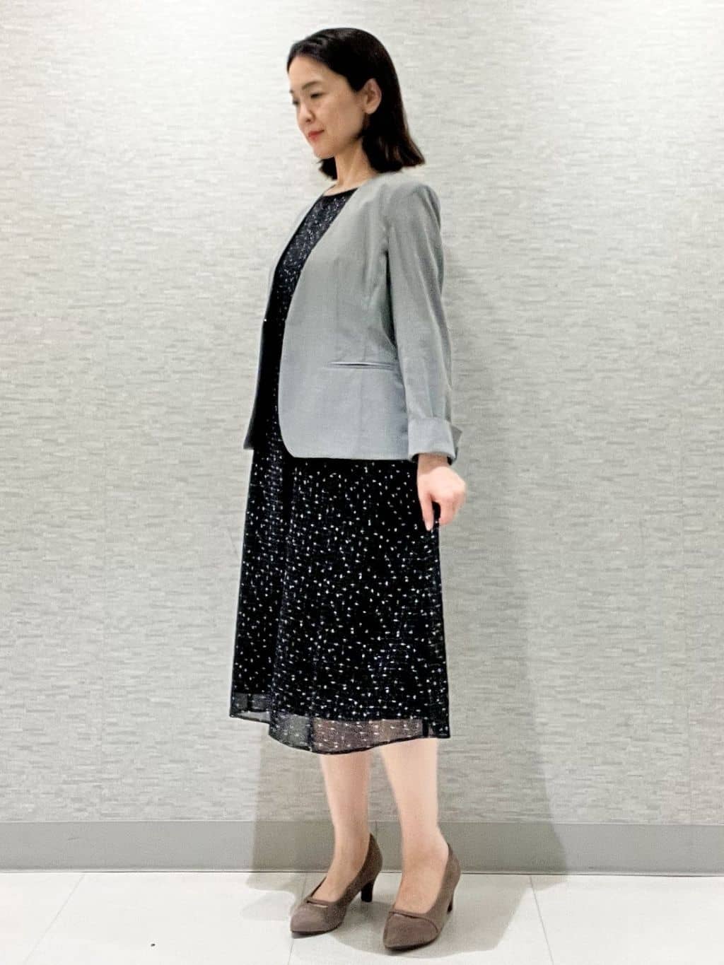 marikoさんの「Reflect｜【洗える／セットアップ可】ノーカラージャケット」を使ったコーディネート