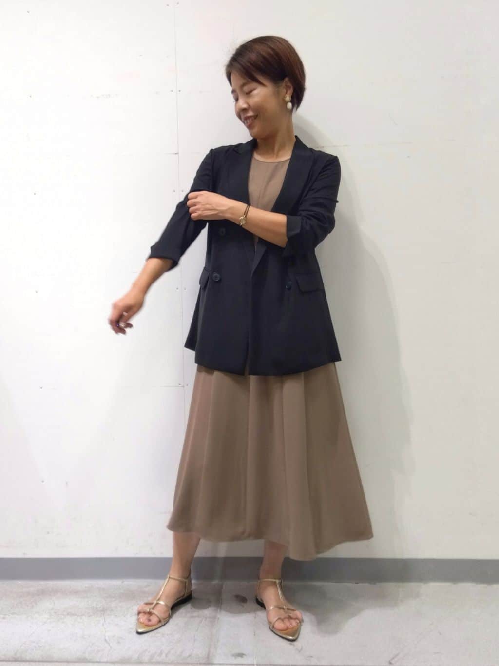 Kさんの「INDIVI｜【美シルエット】ノースリーブワンピース」を使ったコーディネート