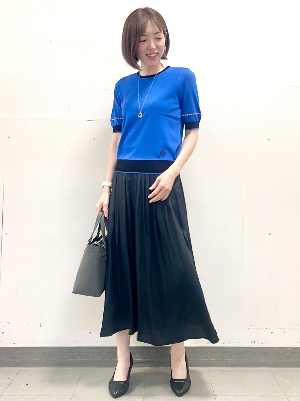 イト子さんの「Reflect｜【WEB先行カラーあり／手洗い可／アンサンブル可】バイカラー五分袖ニット」を使ったコーディネート