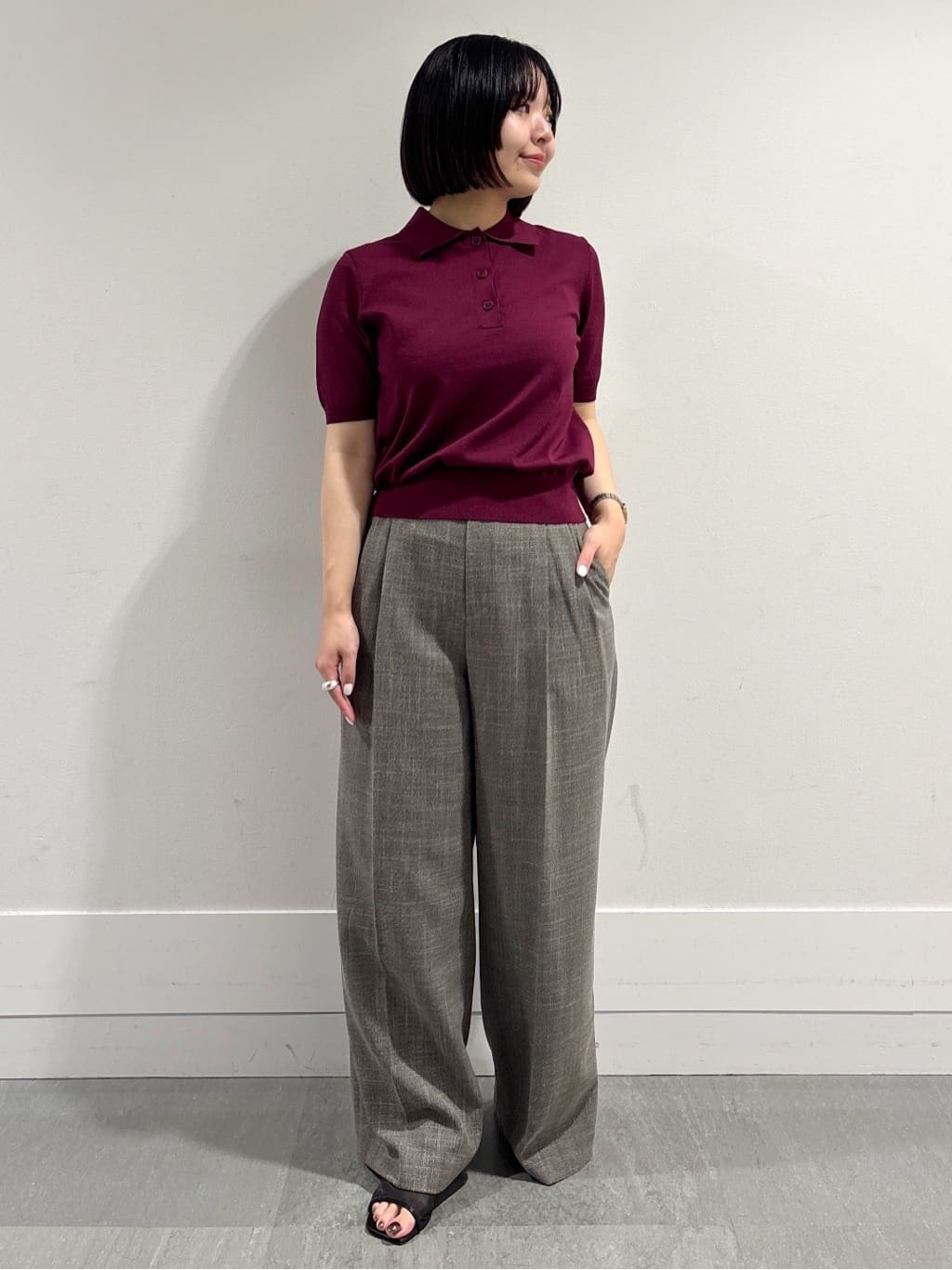 モエカさんの「UNTITLED｜【トレンド/きれいめ】5分袖ポロニット」を使ったコーディネート