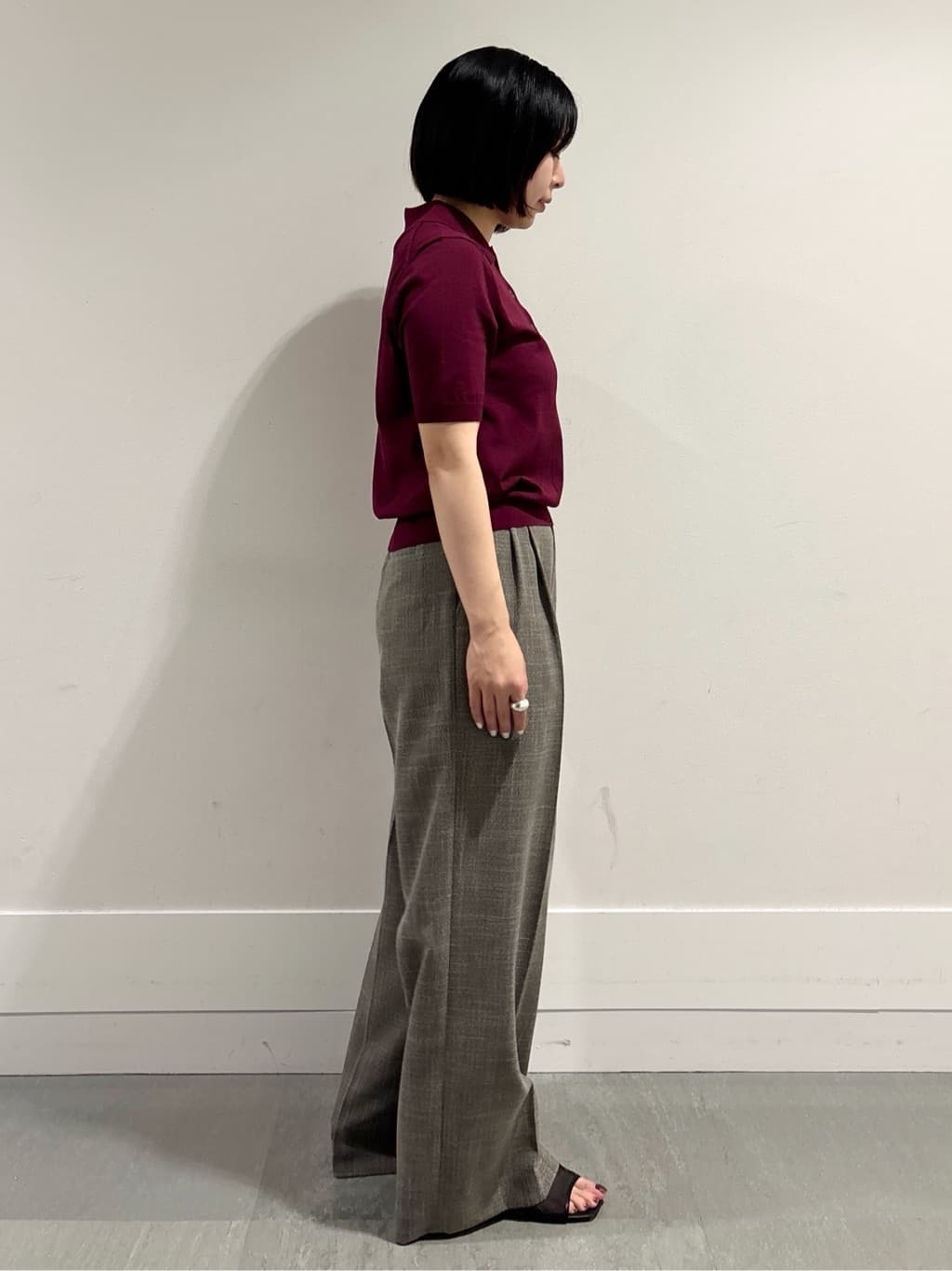 モエカさんの「UNTITLED｜【トレンド/きれいめ】5分袖ポロニット」を使ったコーディネート