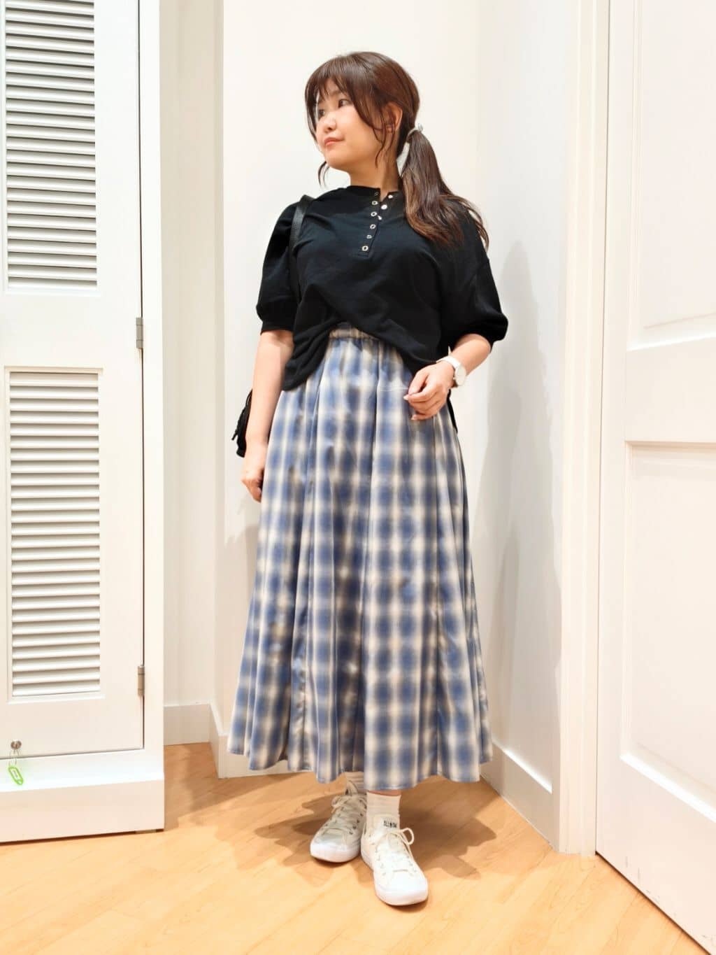 AIKOsanさんの「Dessin｜【360度可愛い/前後2WAY/洗える】ライトコットンヘンリーカットソー」を使ったコーディネート