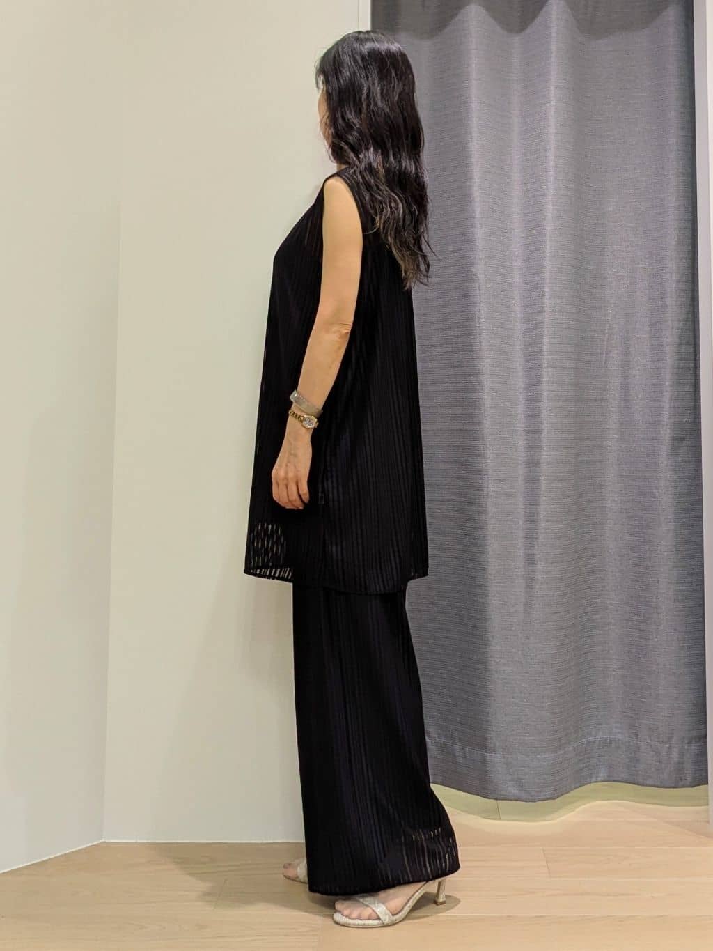 miiさんの「INDIVI｜【洗える／セットアップ可能】ラッセルチュニック」を使ったコーディネート