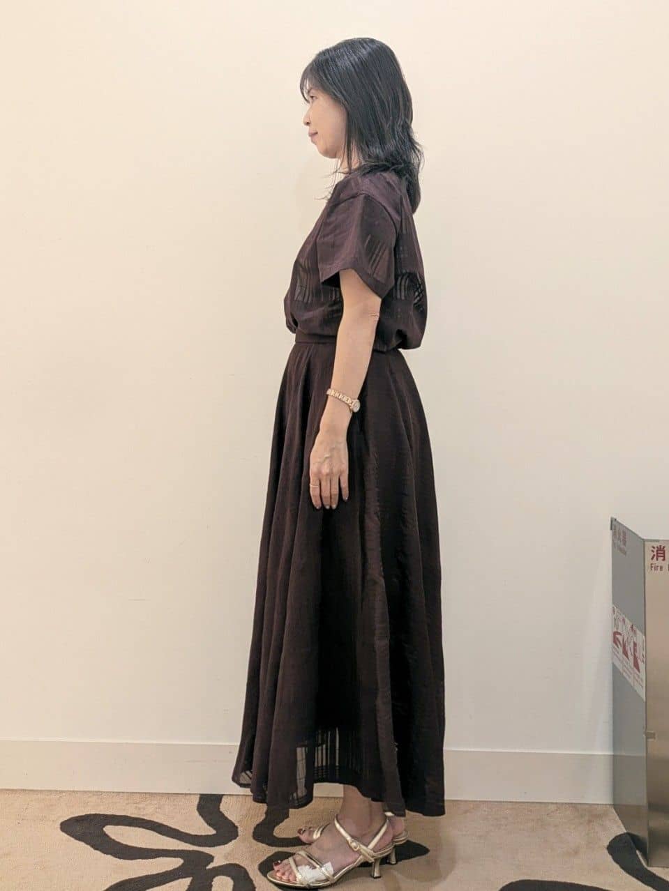 laverさんの「UNTITLED｜【セットアップ可/エレガント】シアーチェックTブラウス」を使ったコーディネート