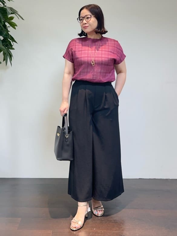 Asamiさんの「UNTITLED｜【シアー】チェックスタンドネックブラウス」を使ったコーディネート
