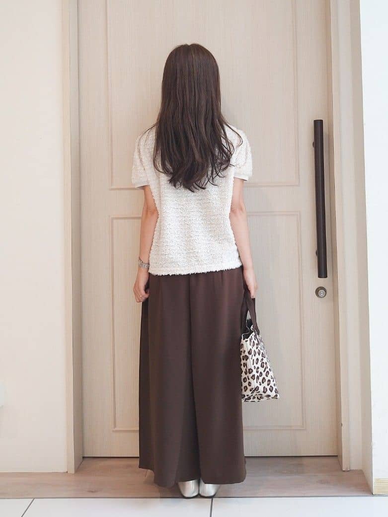 mi-saさんの「SHOO･LA･RUE｜【S-LL】大人も着やすい愛らしさ リボンヤーン半袖トップス」を使ったコーディネート