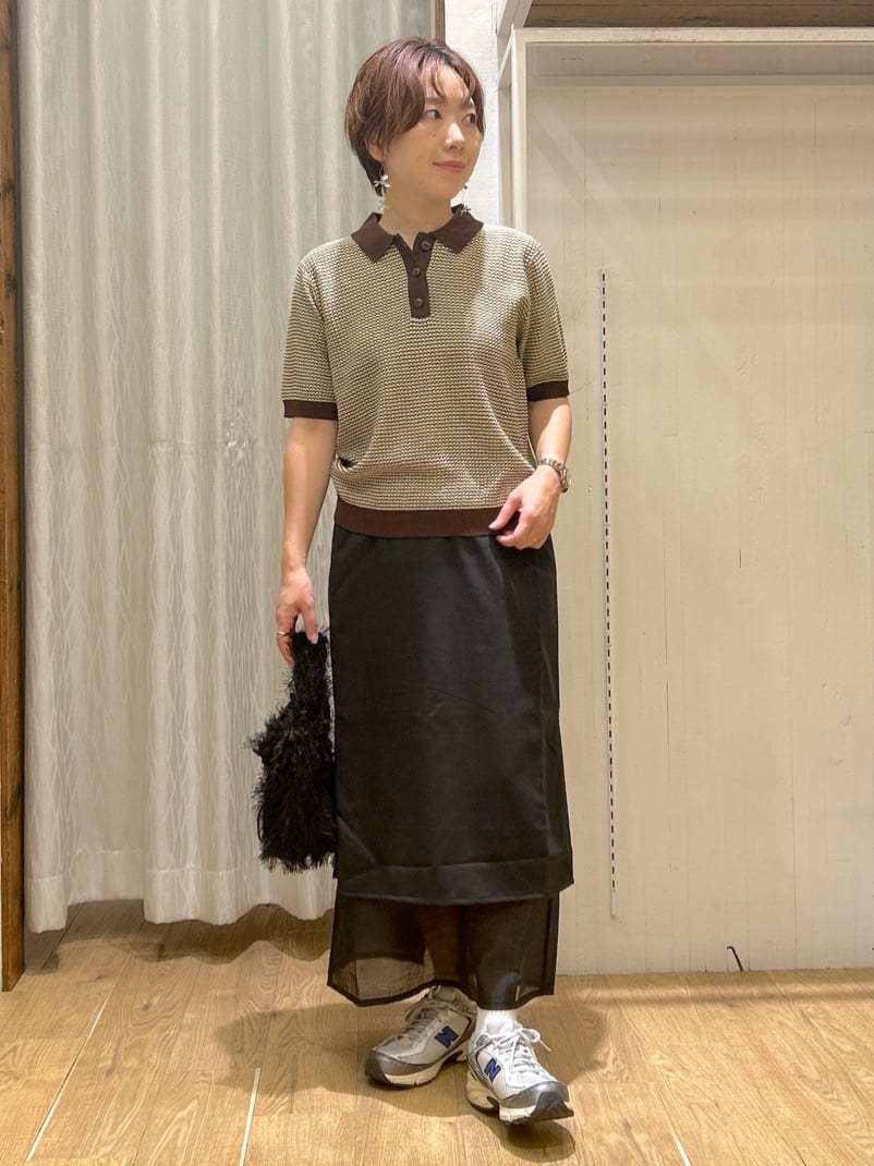 ga_riさんの「THE SHOP TK｜柄アソートポロニットシャツ【洗濯機OK】」を使ったコーディネート