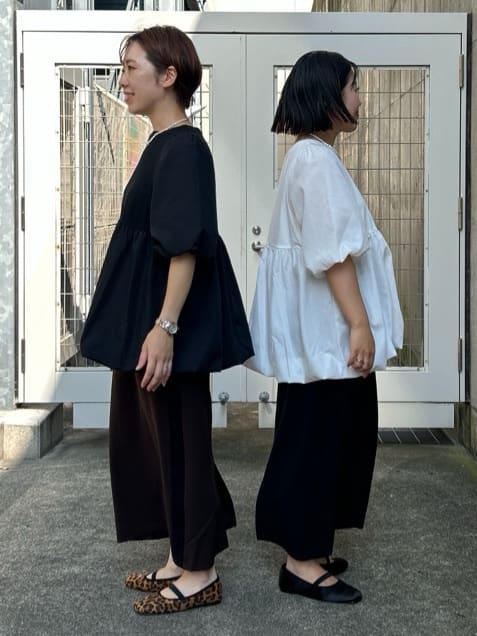ga_riさんの「THE SHOP TK｜バルーンスリーブペプラムチュニック【洗える】」を使ったコーディネート