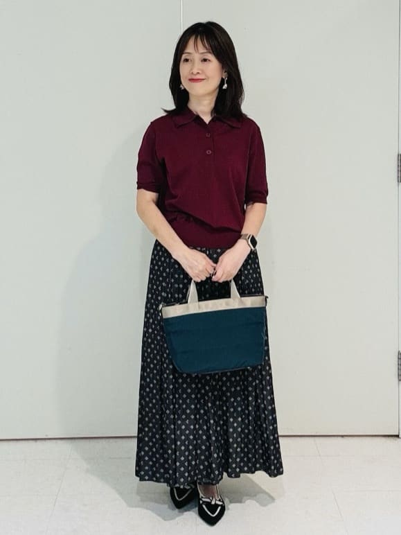 makiさんの「UNTITLED｜【トレンド/きれいめ】5分袖ポロニット」を使ったコーディネート