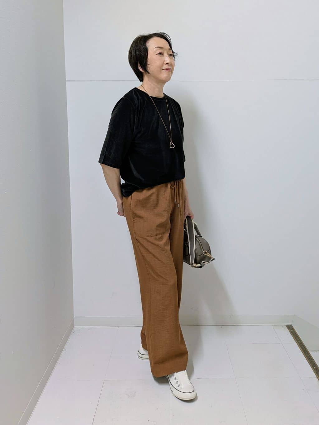 Asaさんの「Dessin｜【ウエストゴム・洗える】アウトポケットワイドパンツ（XS～L）」を使ったコーディネート