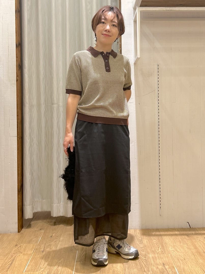 ga_riさんの「THE SHOP TK｜柄アソートポロニットシャツ【洗濯機OK】」を使ったコーディネート
