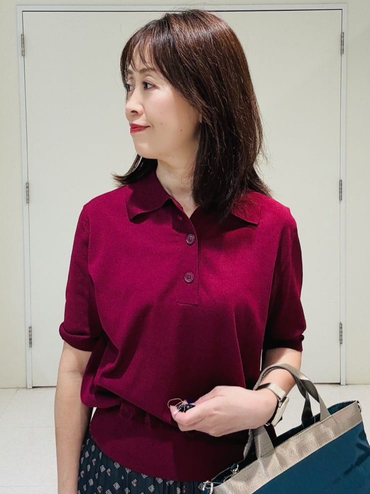 makiさんの「UNTITLED｜【トレンド/きれいめ】5分袖ポロニット」を使ったコーディネート