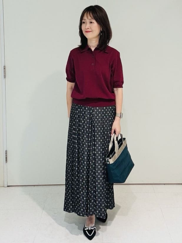 makiさんの「UNTITLED｜【トレンド/きれいめ】5分袖ポロニット」を使ったコーディネート