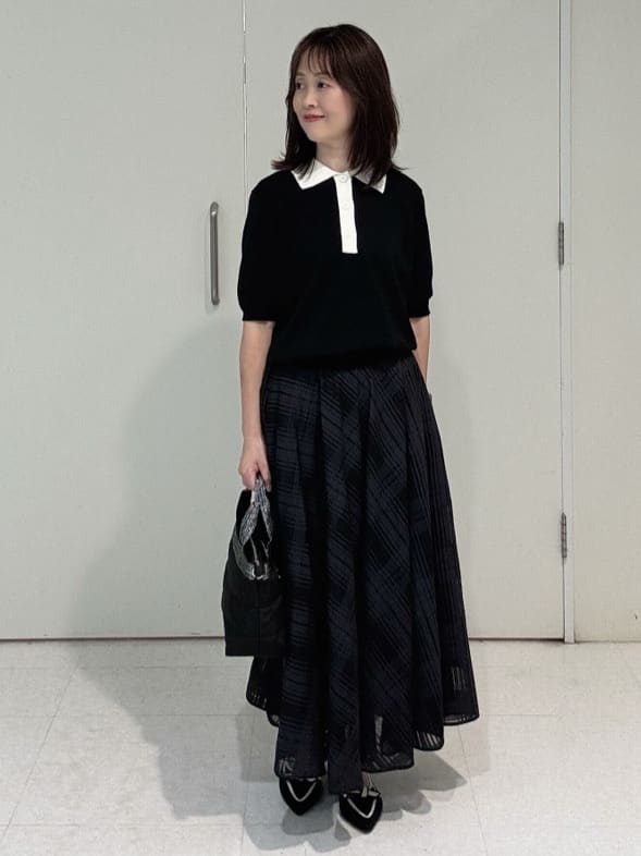 makiさんの「UNTITLED｜【トレンド/きれいめ】5分袖ポロニット」を使ったコーディネート