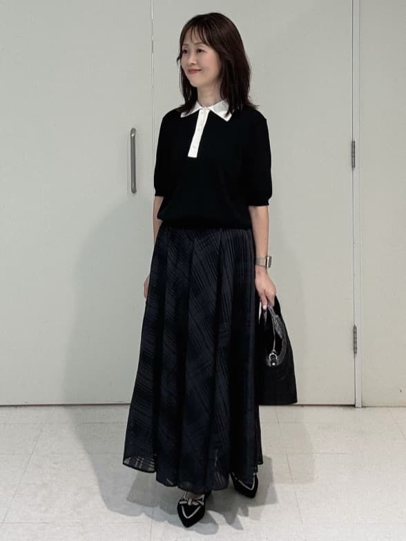 makiさんの「UNTITLED｜【トレンド/きれいめ】5分袖ポロニット」を使ったコーディネート