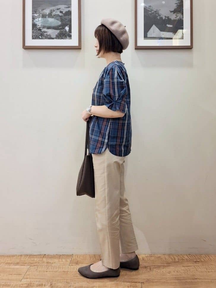 まあるさんの「SHOO･LA･RUE｜【S-LL/5分袖】お袖タックできれいに魅せる 大人のチェックブラウス」を使ったコーディネート