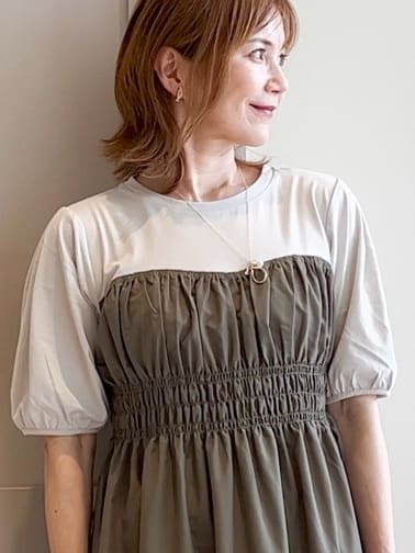 yamakoさんの「grove｜【洗える/二の腕カバー】一枚で映える！ビスチェドッキングワンピース」を使ったコーディネート