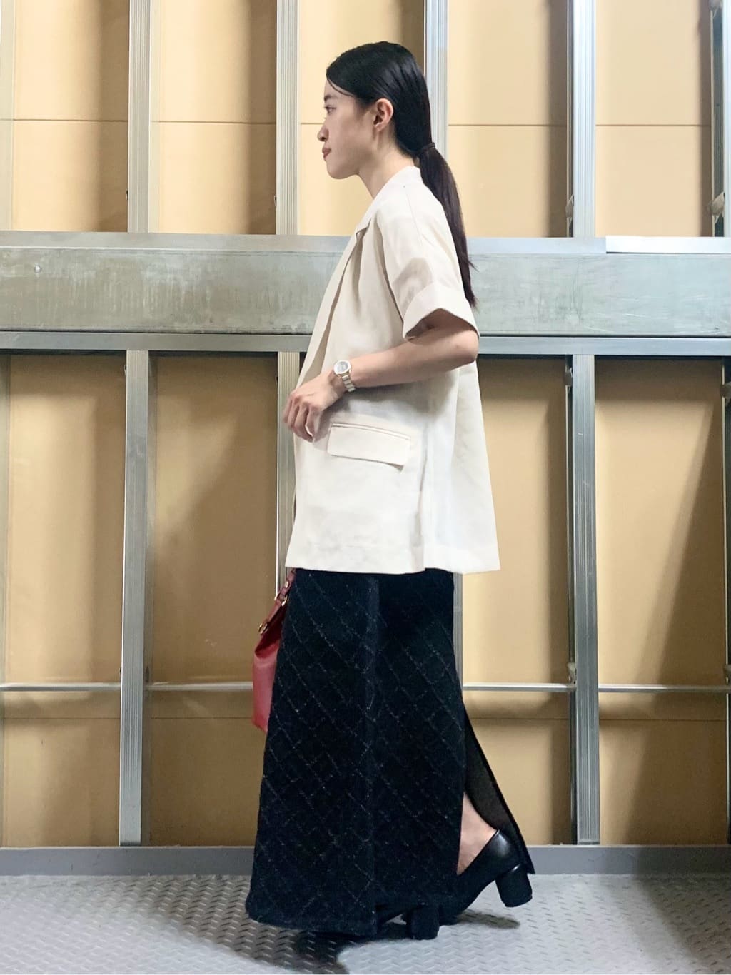 sahoさんの「THE SHOP TK｜半袖シアージャケット【洗える】」を使ったコーディネート