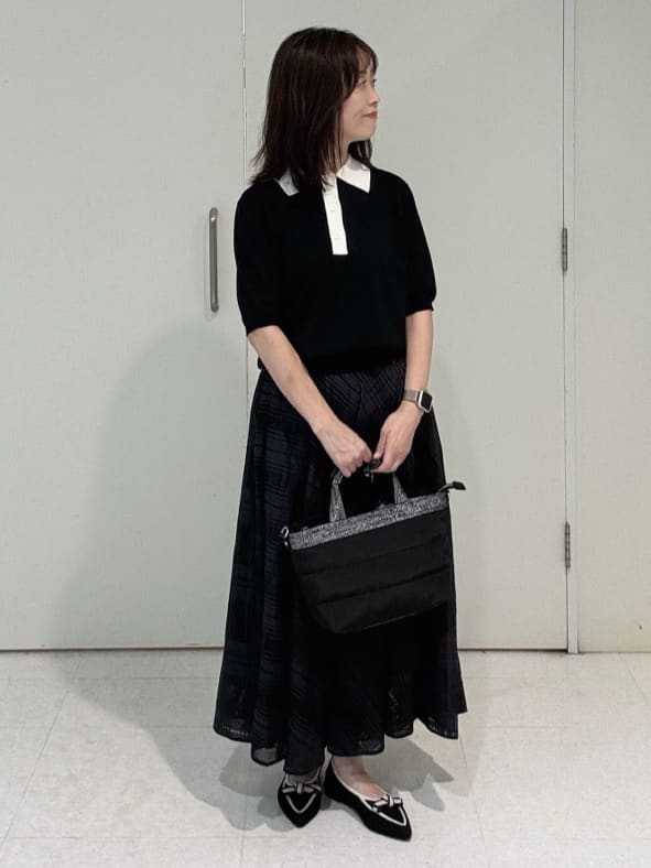 makiさんの「UNTITLED｜【トレンド/きれいめ】5分袖ポロニット」を使ったコーディネート