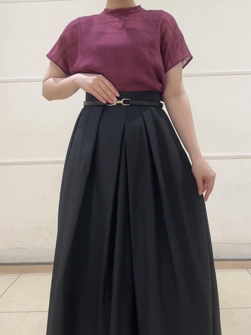 watanabeさんの「UNTITLED｜【シアー】チェックスタンドネックブラウス」を使ったコーディネート