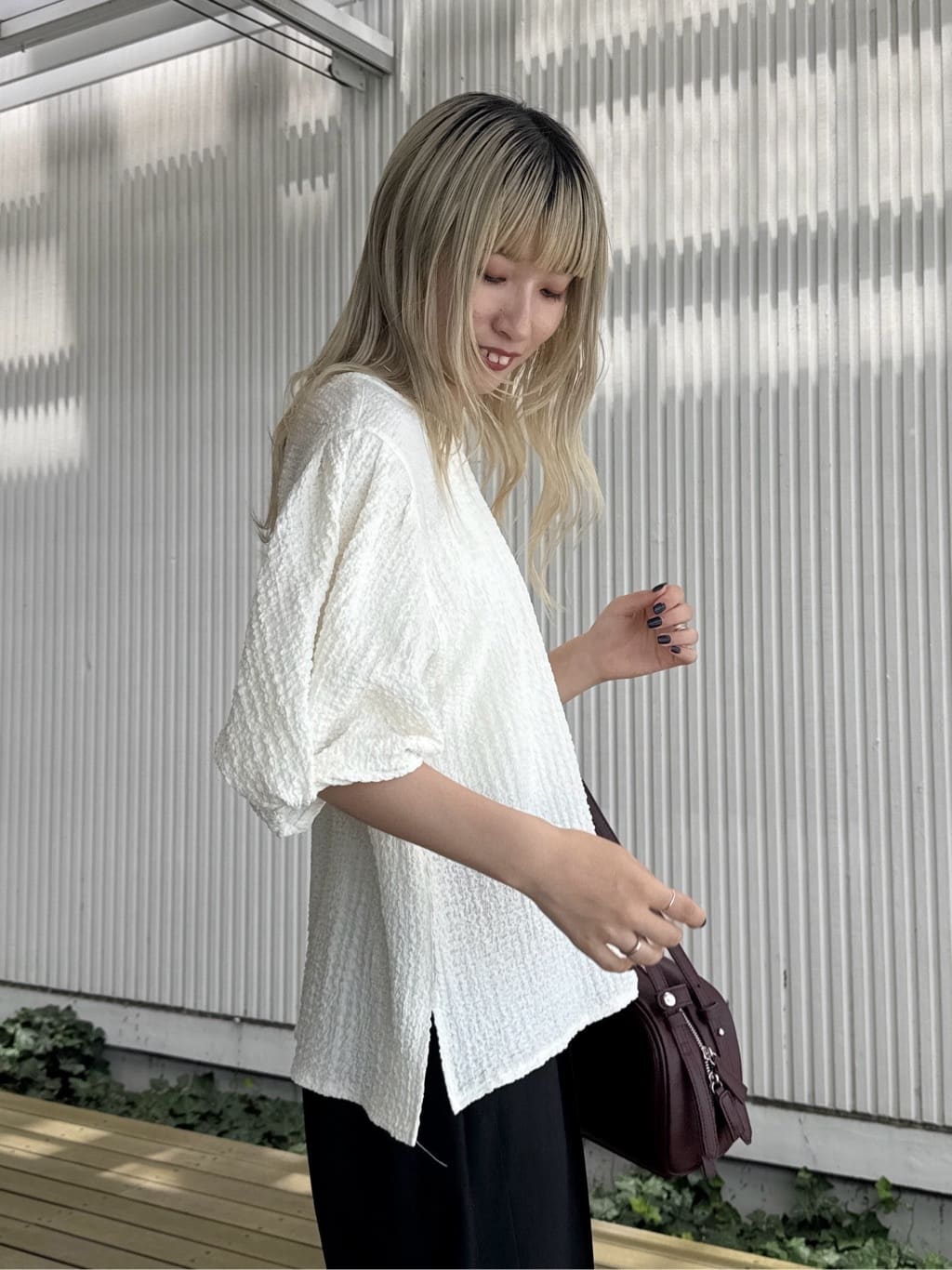 omaさんの「THE SHOP TK｜麻調ピンタックワイドパンツ【洗濯機OK】」を使ったコーディネート