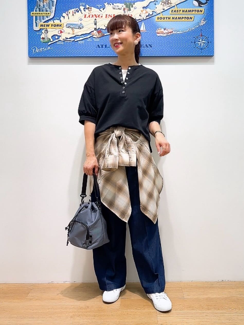Yasucoさんの「Dessin｜【360度可愛い/前後2WAY/洗える】ライトコットンヘンリーカットソー」を使ったコーディネート