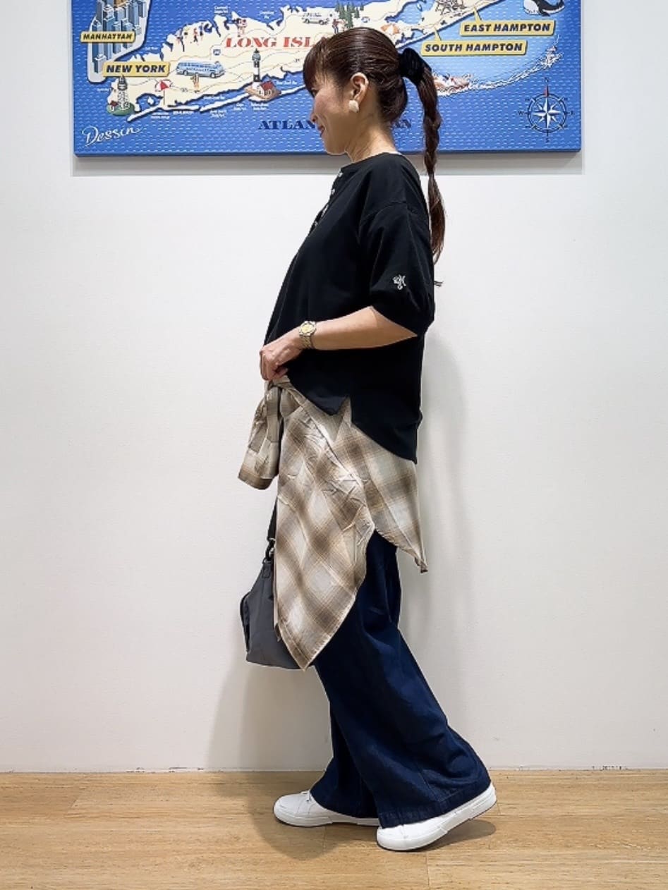 Yasucoさんの「Dessin｜【360度可愛い/前後2WAY/洗える】ライトコットンヘンリーカットソー」を使ったコーディネート