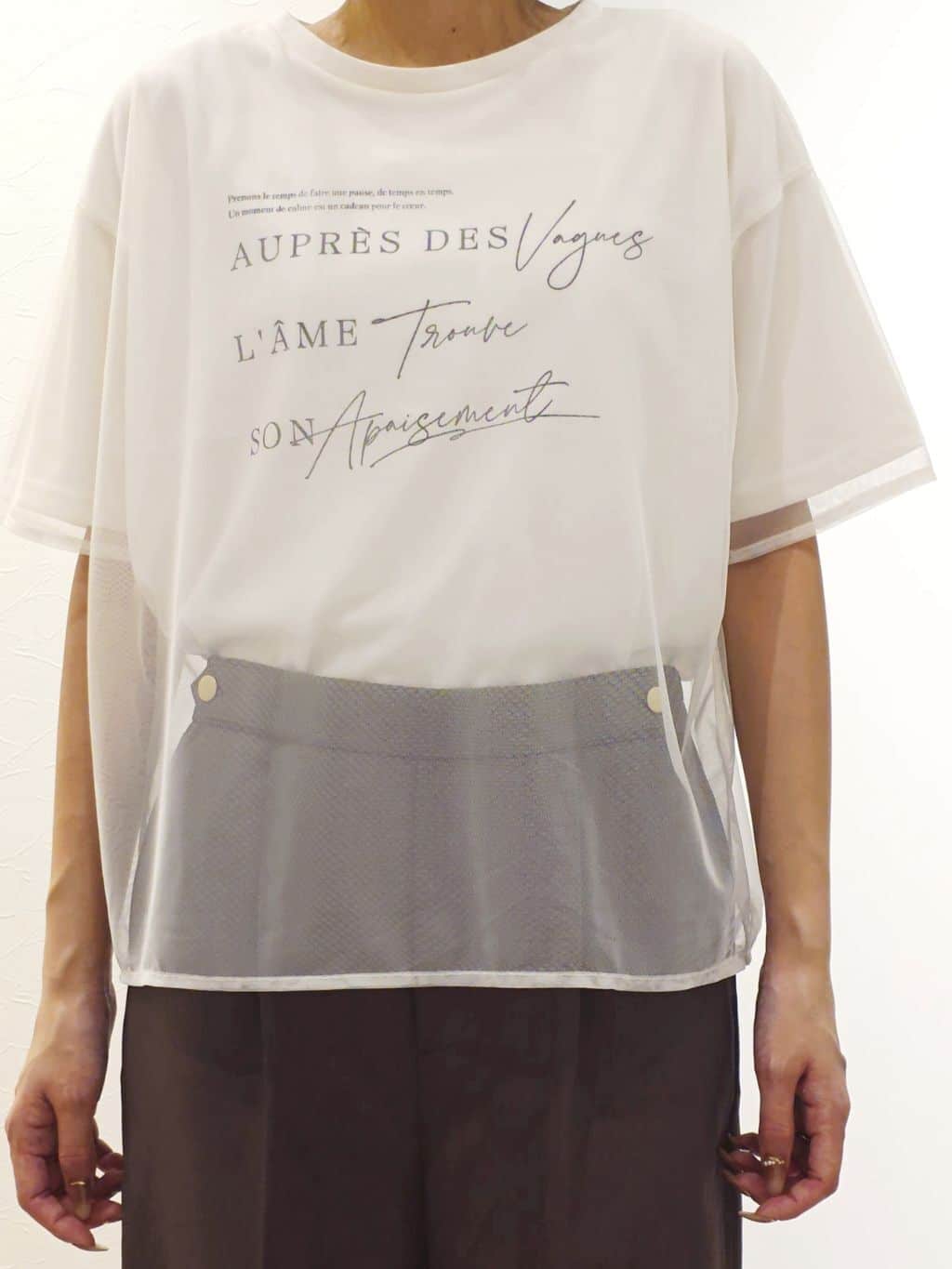 ケイさんの「grove｜ラフだけどおしゃれ　チュールレイヤードTシャツ」を使ったコーディネート