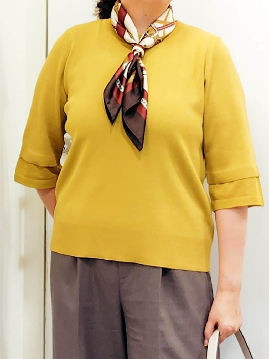 こんちゃんさんの「grove｜【ひんやり多機能】やわらかドライタッチ 袖口シアードッキングプルオーバー」を使ったコーディネート