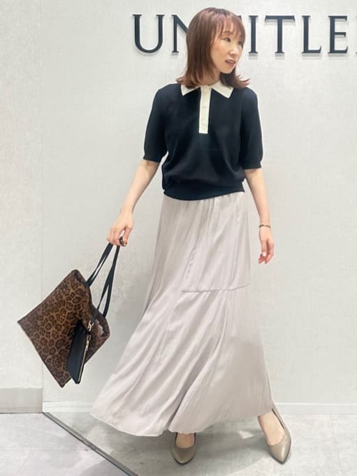 Miwaさんの「UNTITLED｜【トレンド/きれいめ】5分袖ポロニット」を使ったコーディネート