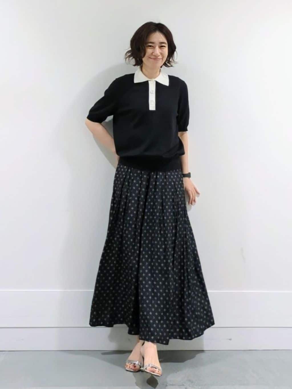 ミズタさんの「UNTITLED｜【トレンド/きれいめ】5分袖ポロニット」を使ったコーディネート
