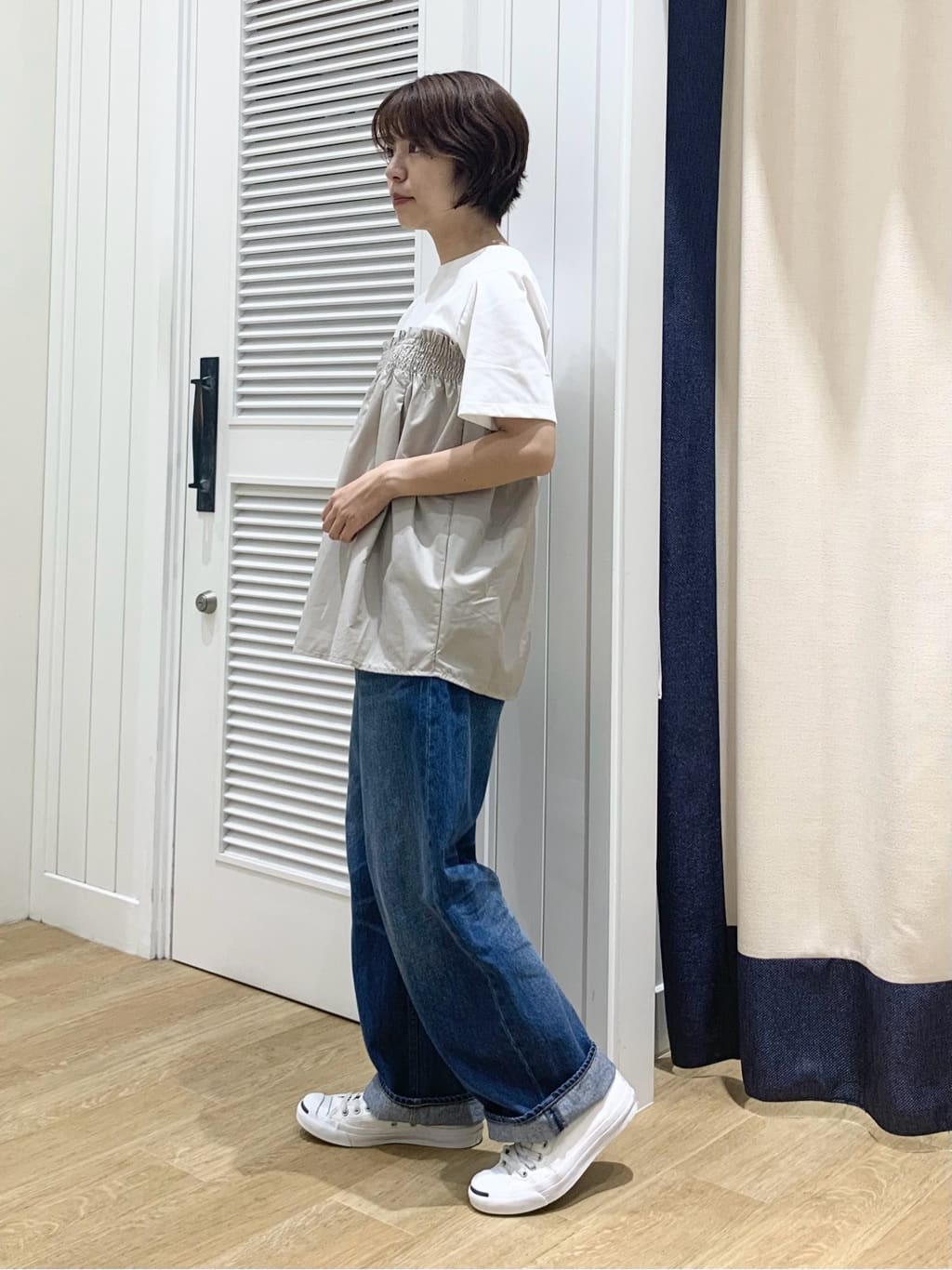 IMARIさんの「Dessin｜【マシンウォッシャブル・A4収納可】ランダムボーダーニットBAG」を使ったコーディネート