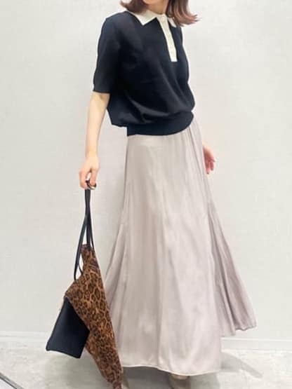 Miwaさんの「UNTITLED｜【トレンド/きれいめ】5分袖ポロニット」を使ったコーディネート