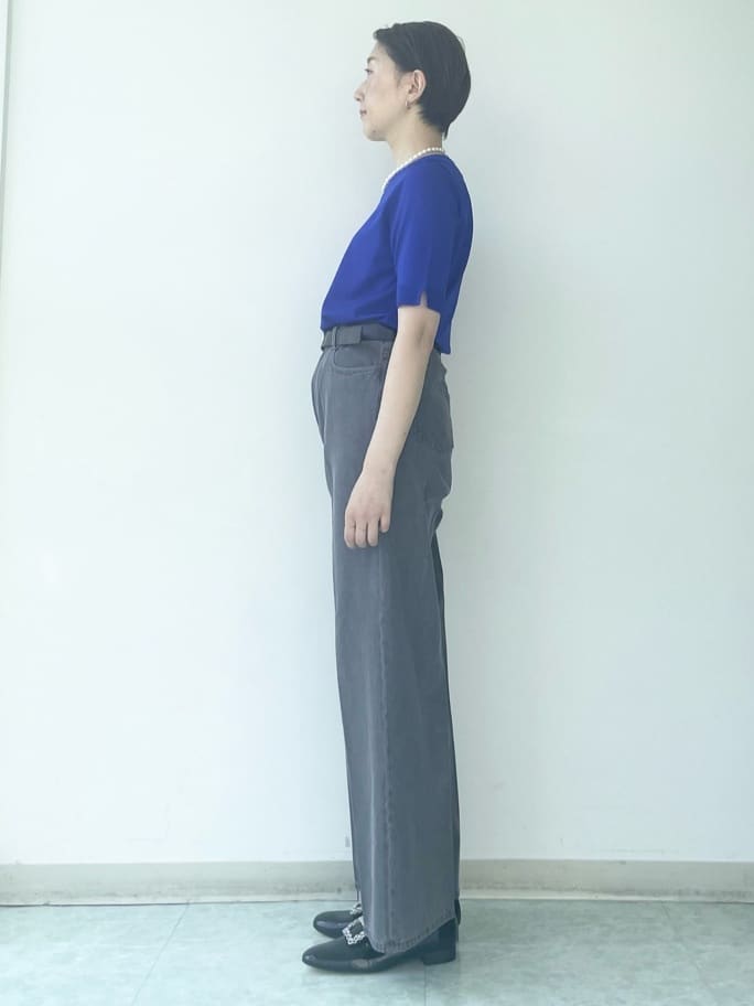 aliceさんの「UNTITLED｜【アンサンブル可/薄手/洗える】5分袖クルーニット」を使ったコーディネート