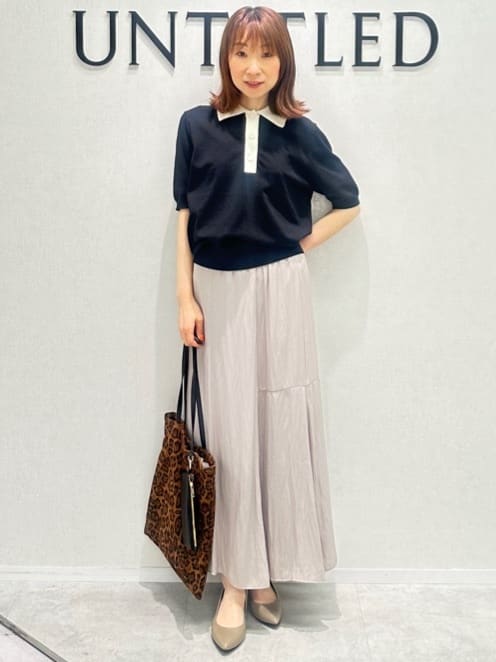 Miwaさんの「UNTITLED｜【トレンド/きれいめ】5分袖ポロニット」を使ったコーディネート